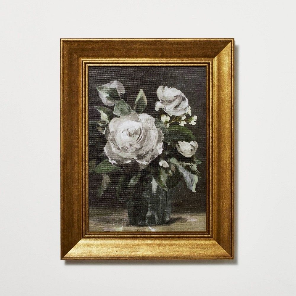 Threshold Studio McGee 11x14 Vintage Floral Framed Canvas Wall Art New